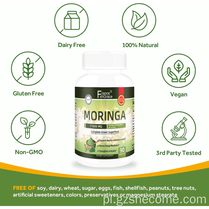 Shecome Moringa Kapsułki Energia Przeciwutleniacz Wsparcie odporności